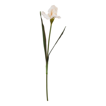 Artificial pale apricot fringed iris with lifelike petals in ceramic vase, perfect for home decor  by Sostter at brixbailey.com