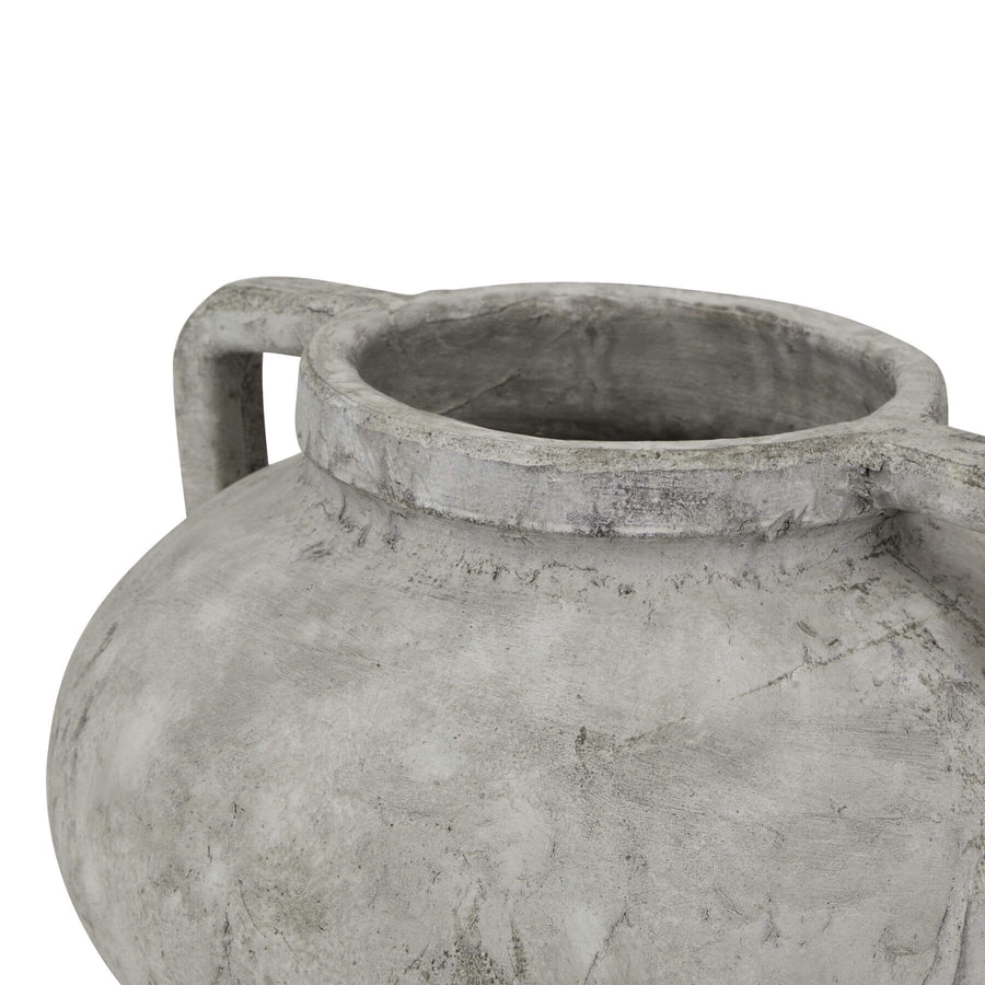 White ceramic Athena Stone Pelike pot, 27cm tall, for floral arrangements in modern or rustic decor by Sostter at brixbailey.com