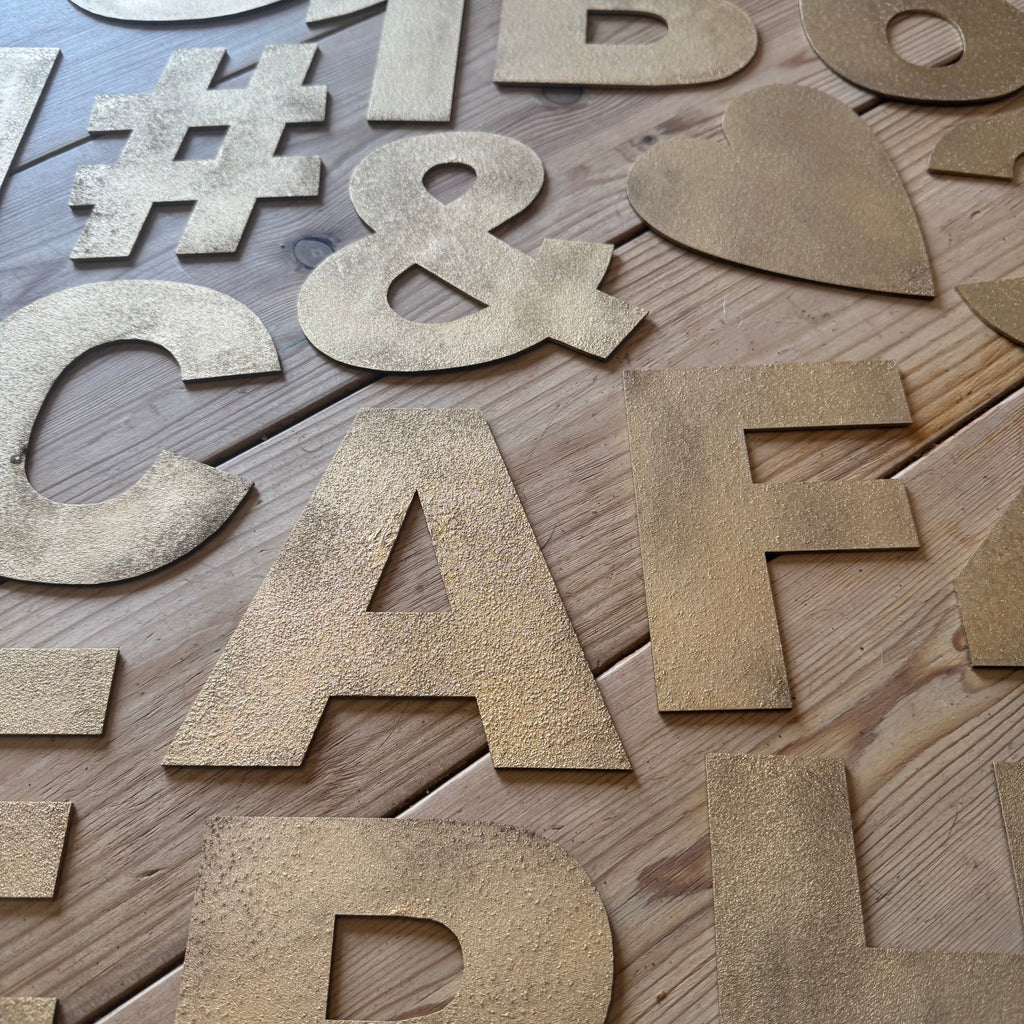 12" and 5" Gold Fat Font Metal Letters.