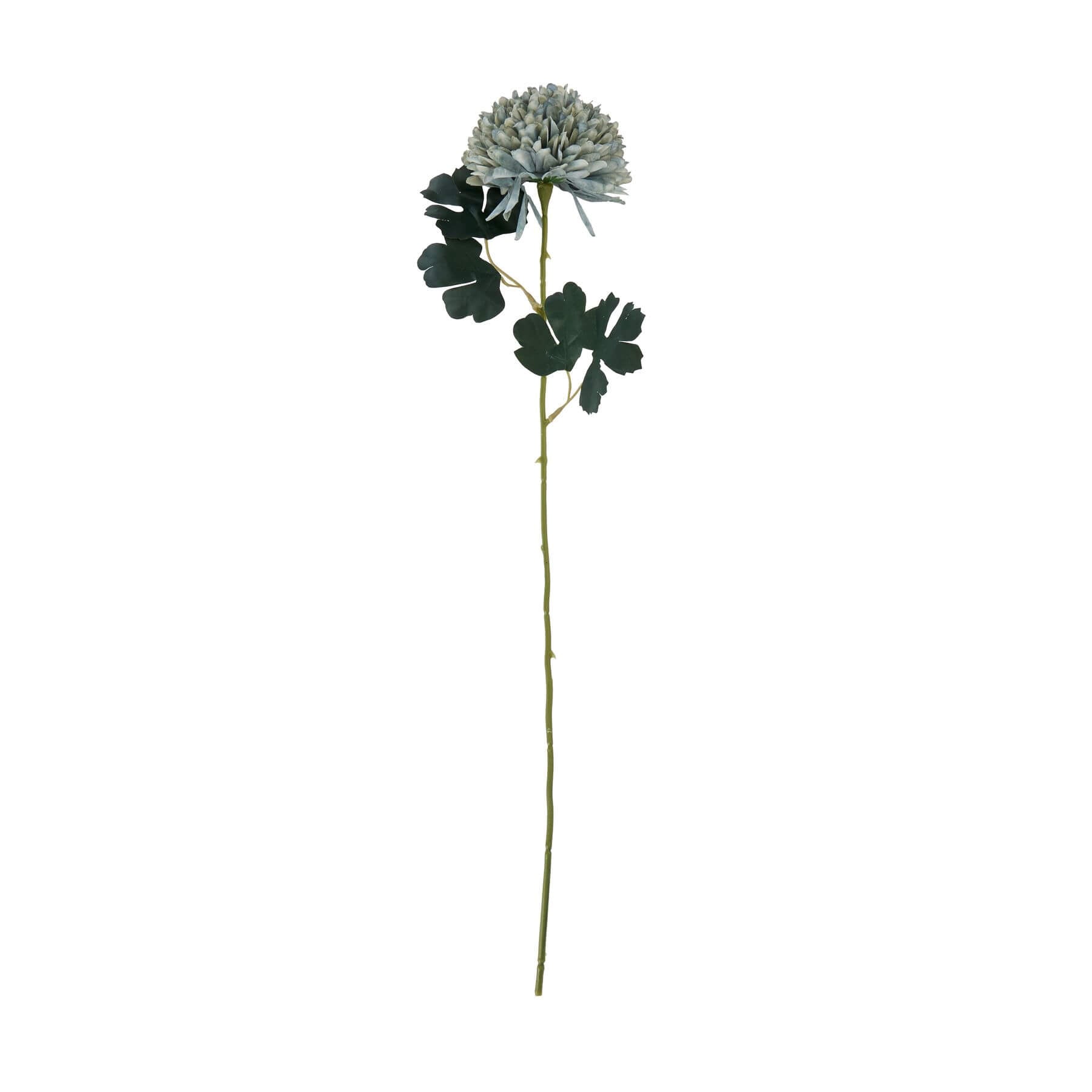 Artificial chrysanthemum stem with sage and powder blue petals, lifelike plastic floral arrangement for vases by Sostter at brixbailey.com
