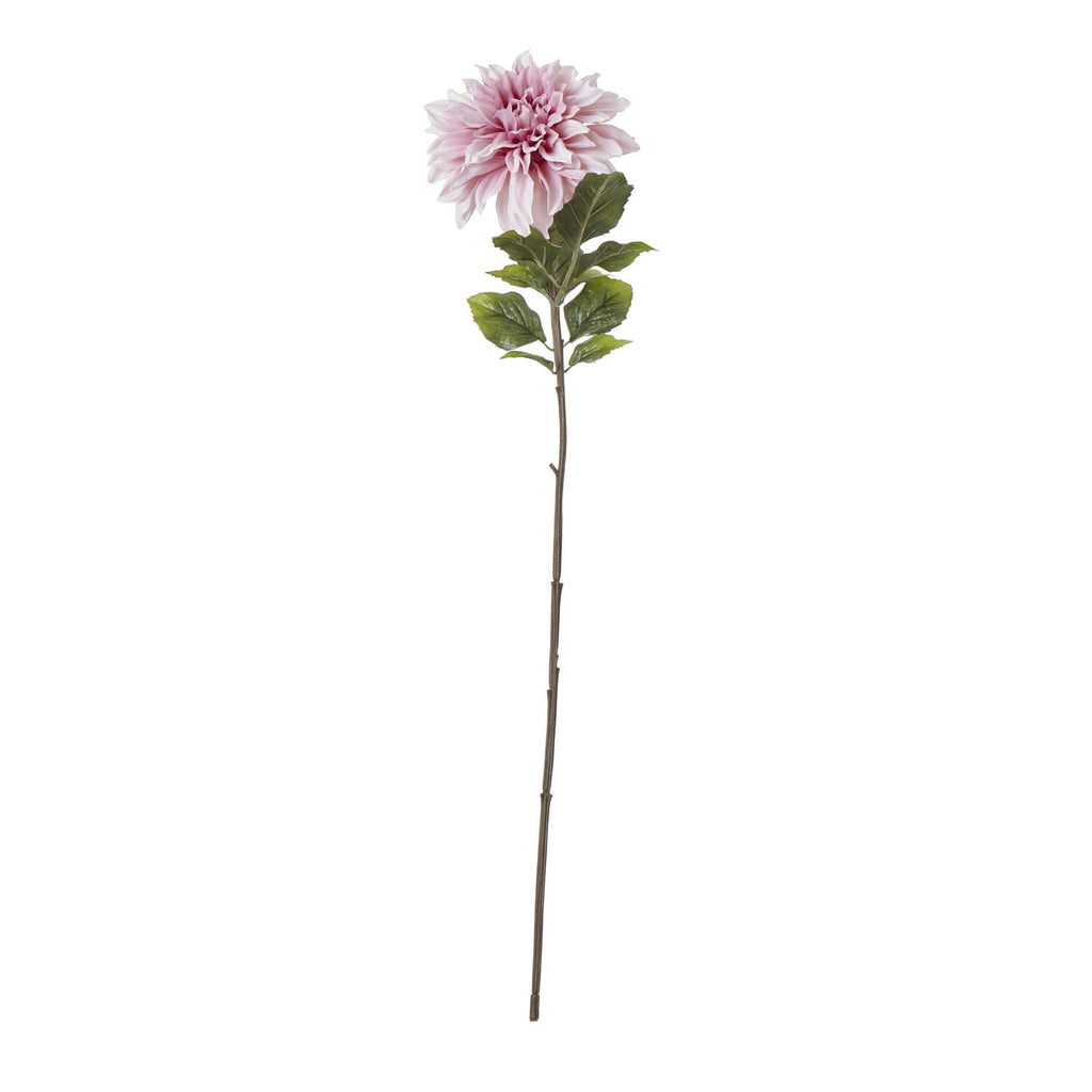 Lifelike pink dahlia artificial flower with green foliage, 54cm tall, perfect for home decor or weddings by Sostter at brixbailey.com