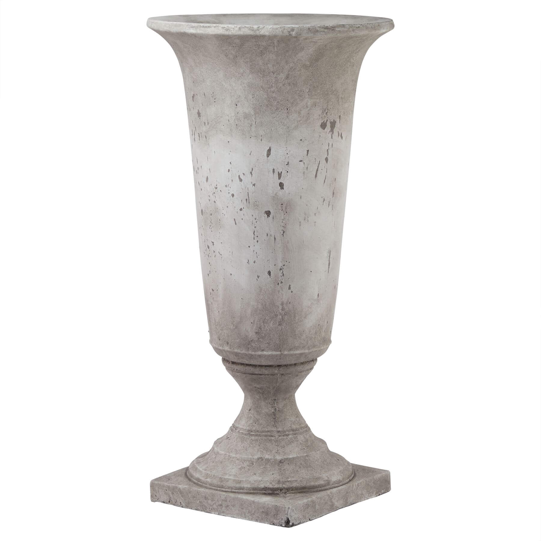 Tall ceramic stone effect urn planter in natural tone, classical silhouette for home or garden decor by Sostter at brixbailey.com