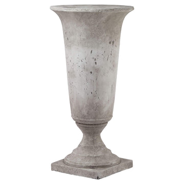 Tall ceramic stone effect urn planter in natural tone, classical silhouette for home or garden decor by Sostter at brixbailey.com