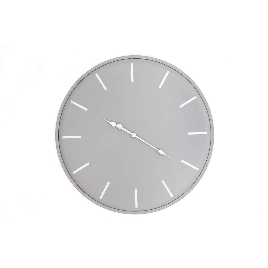 Large 80cm grey metal wall clock with minimalist design, perfect for modern or industrial decor by Sostter at brixbailey.com