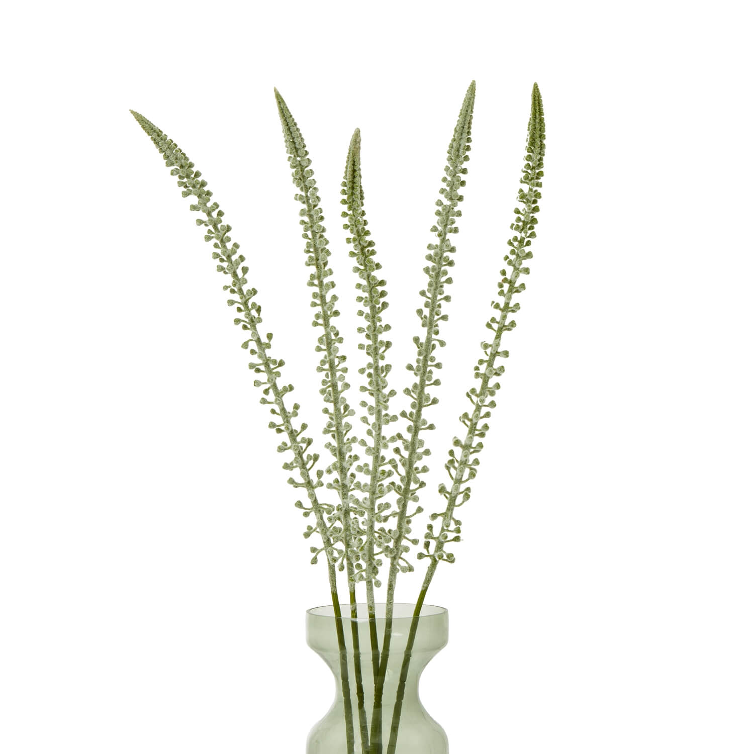 White faux foxtail lily stem with cascading florets, 88cm tall, for modern farmhouse or minimalist decor by Sostter at brixbailey.com