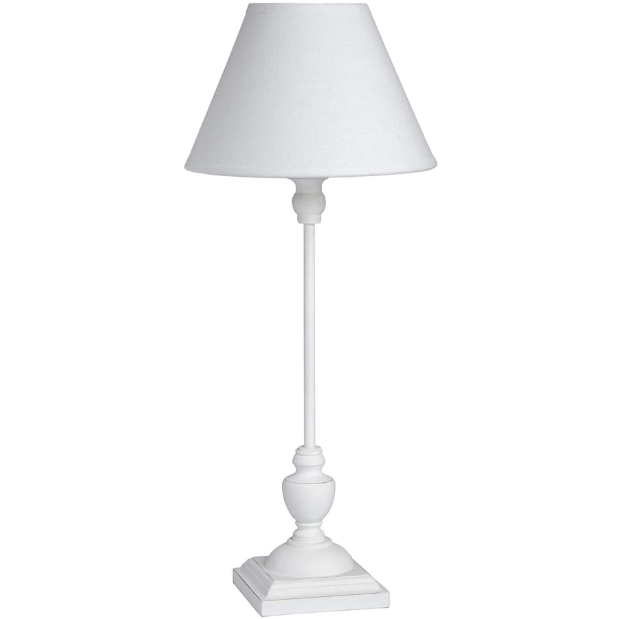 Handcrafted Symi table lamp with distressed wood finish, natural white color, 45cm height, minimalist design for any decor by Sostter at brixbailey.com