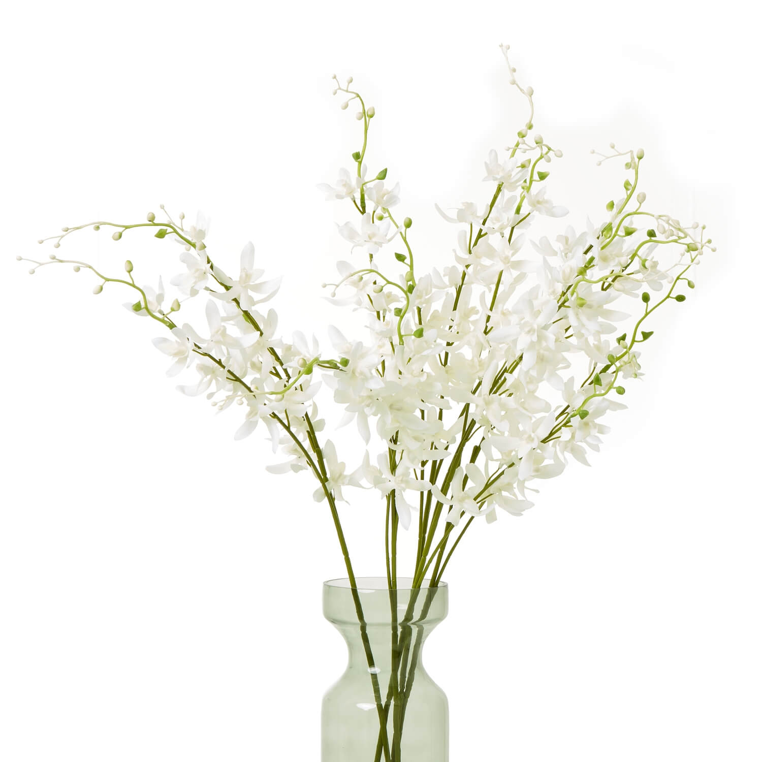 White cymbidium spray faux floral with botanically accurate blooms, perfect for modern home decor by Sostter at brixbailey.com