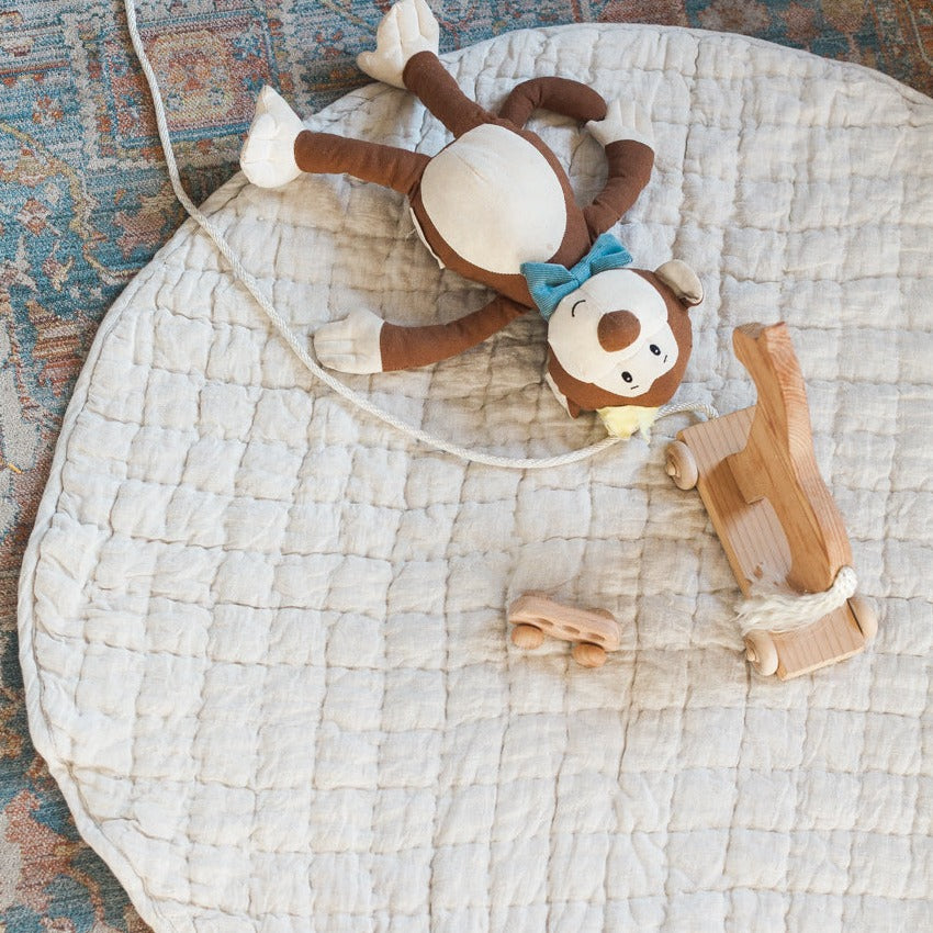 Quilted Play Mat in Natural Chambray