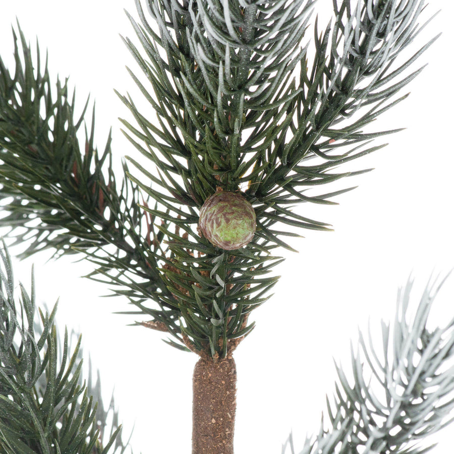 120cm lifelike artificial fir tree with pinecones in natural green, displayed on neutral stone base by Sostter at brixbailey.com