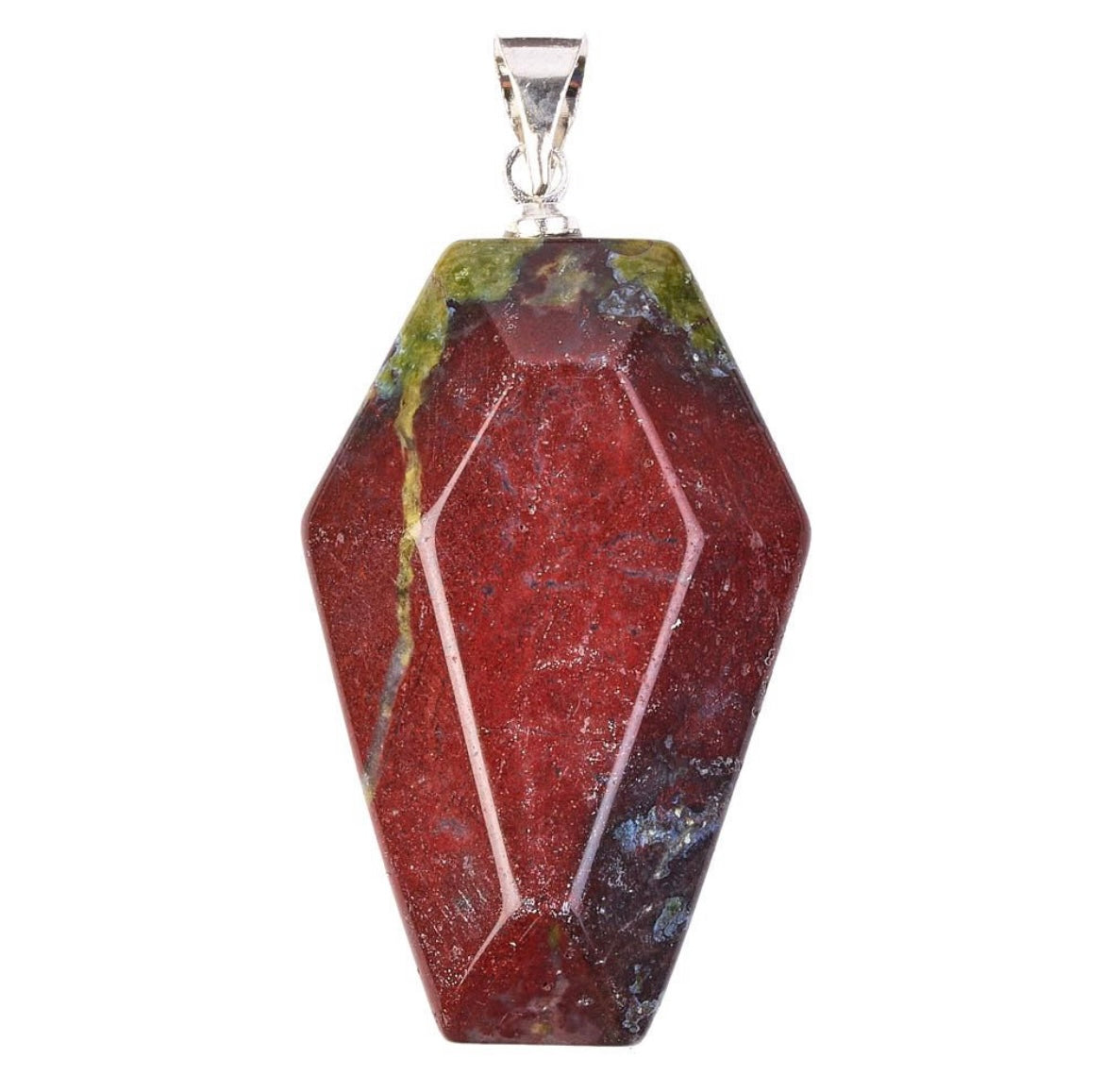 Dragon Stone Casket Necklace 20 Inch Silver Plated Chain