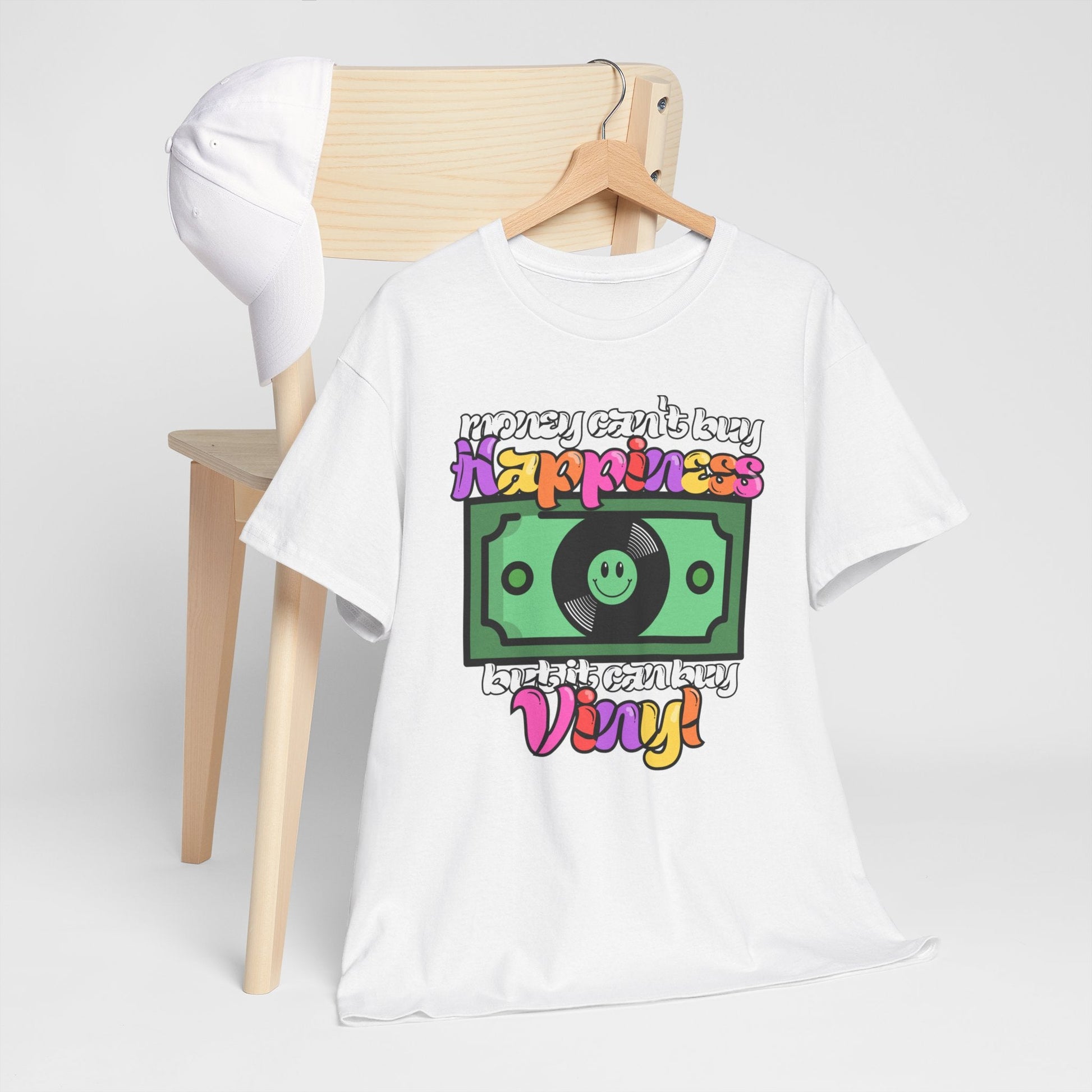 Money Can't Buy Happiness Men's Vinyl Record T-Shirt