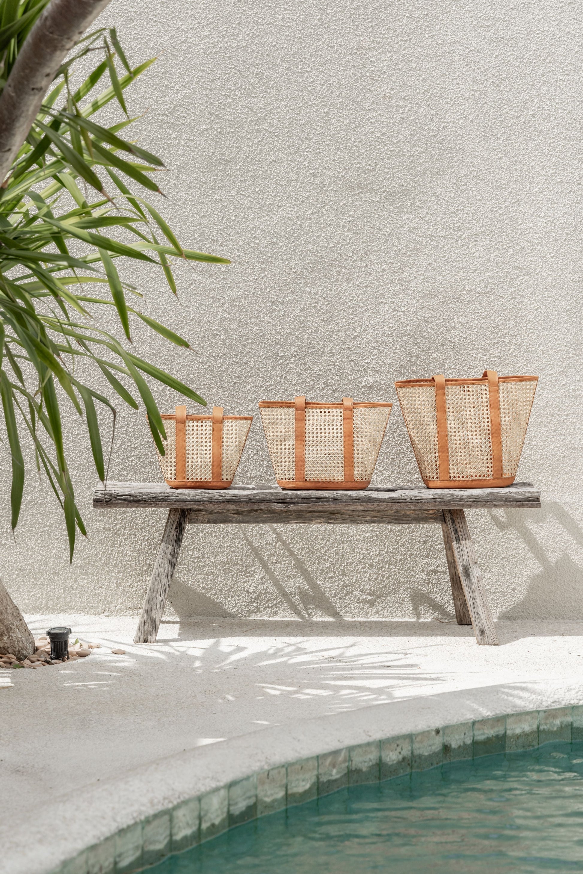 Leather and Cane Carryall Bag