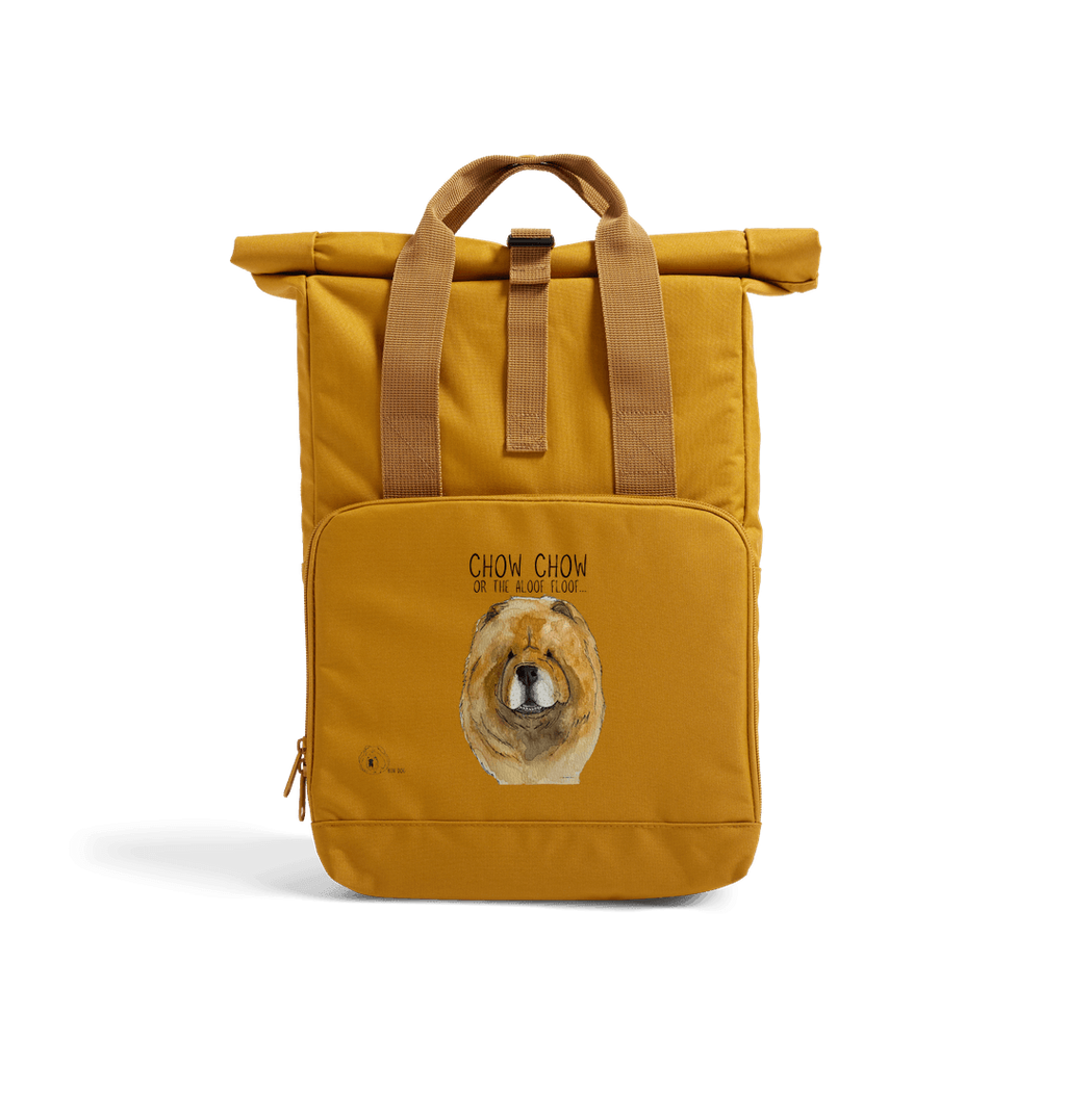 Red Chow Chow Chic: Aloof Floof Roll-Top Backpack