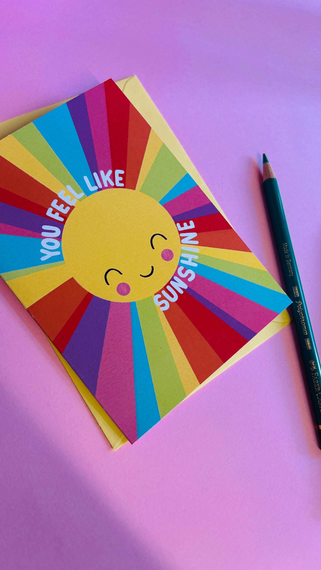 Rainbow Sunshine Blank Greetings Card- Handmade Just Because Card