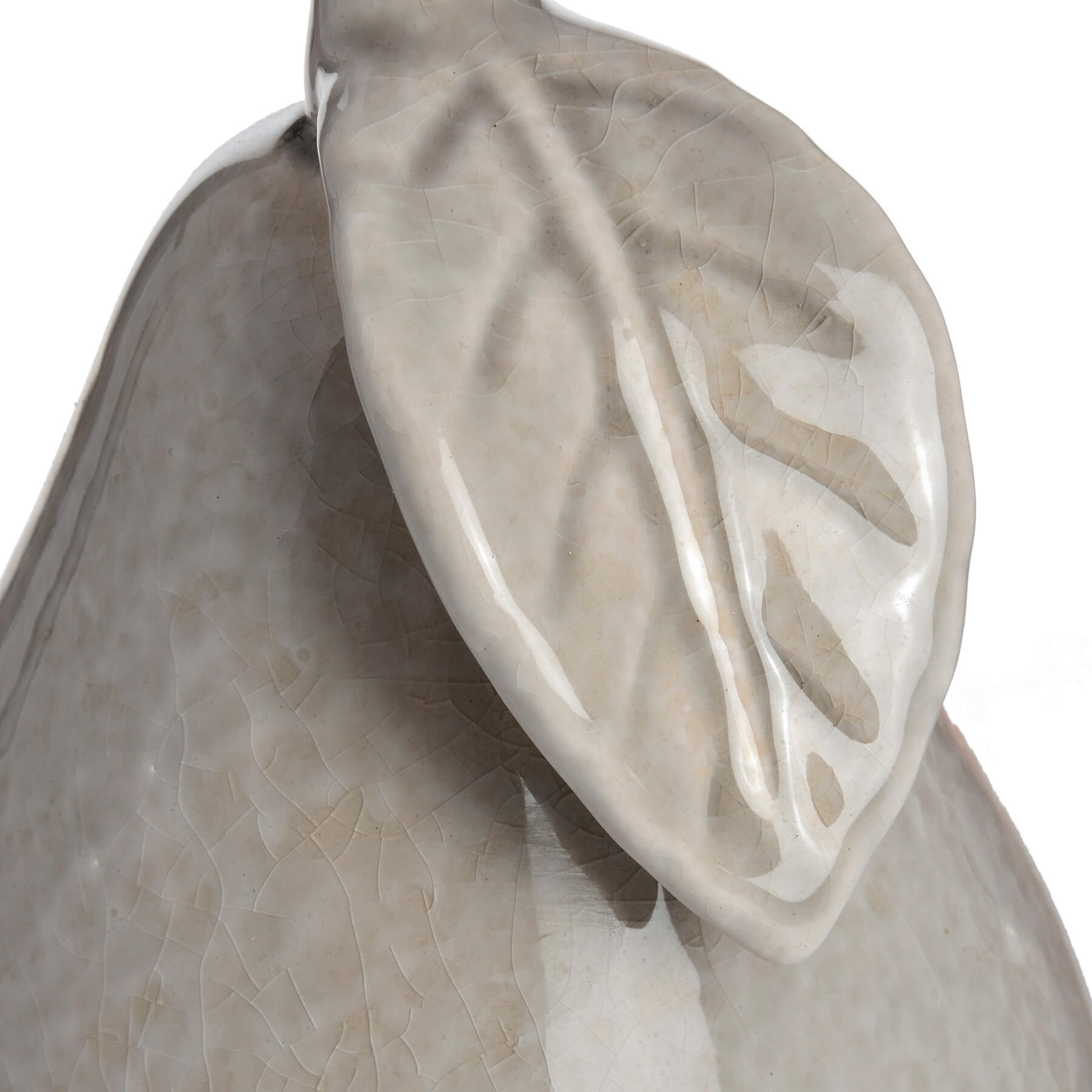 Handcrafted antique grey ceramic pear ornament with crackle-glaze finish, perfect for home decor. by Sostter at brixbailey.com
