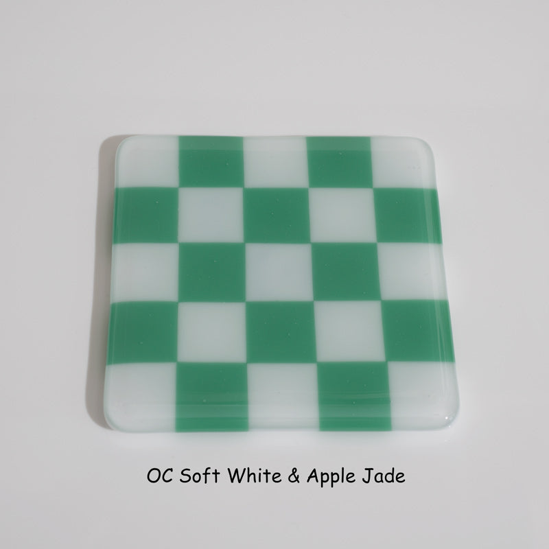 10cm Chequered Soft White/Colour Coaster - Oceanside Collection