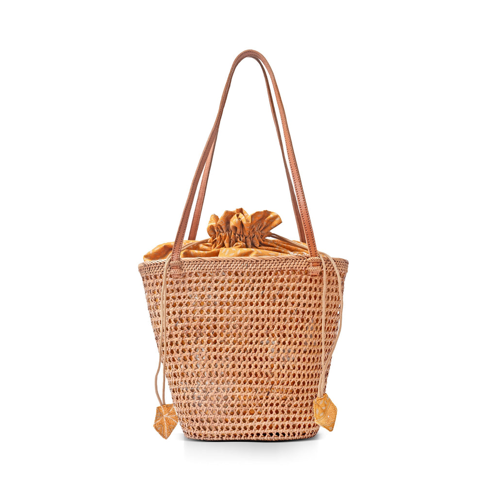 Handwoven Rattan Mesh Tote Shopper