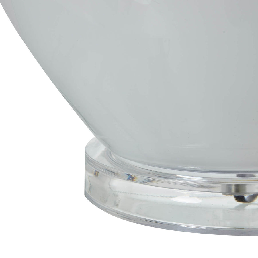 Grey Shadows table lamp with smoky ombre glass base and neutral linen shade, 67cm tall, contemporary lighting for modern interiors by Sostter at brixbailey.com