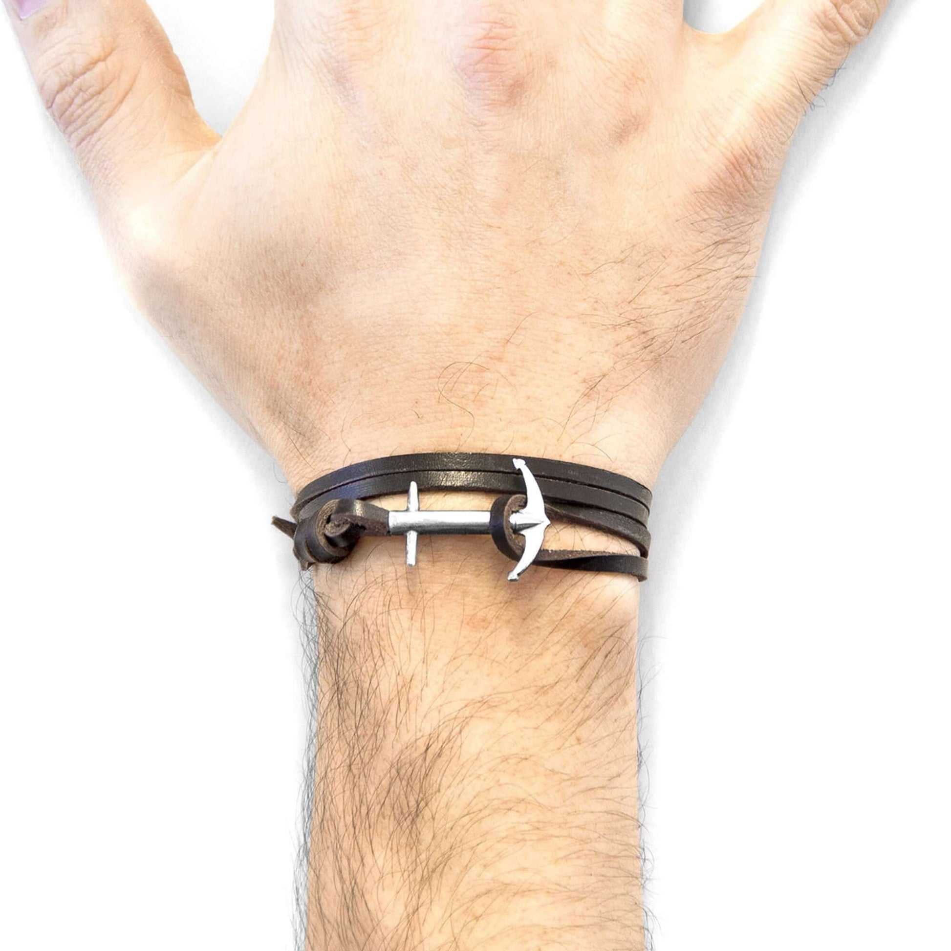 Discover the Elegance of the Dark Brown Admiral Anchor Leather Bracelet by ANCHOR & CREW at www.brixbailey.com