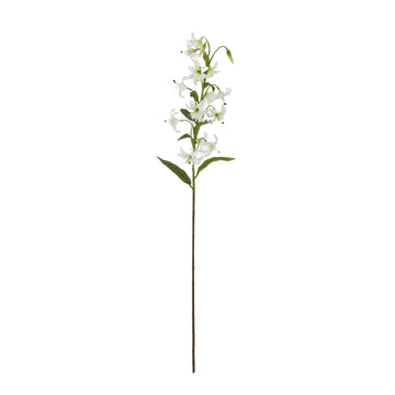 Lifelike Turks Cap Lily spray with green foliage and white flowers, 82cm faux floral arrangement for home decor by Sostter at brixbailey.com