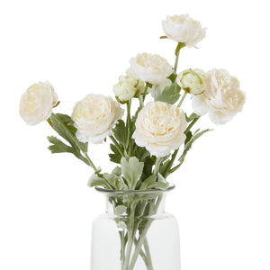 Lifelike apricot ranunculus faux flower with layered petals and green foliage, 50cm plastic stem for home decor by Sostter at brixbailey.com