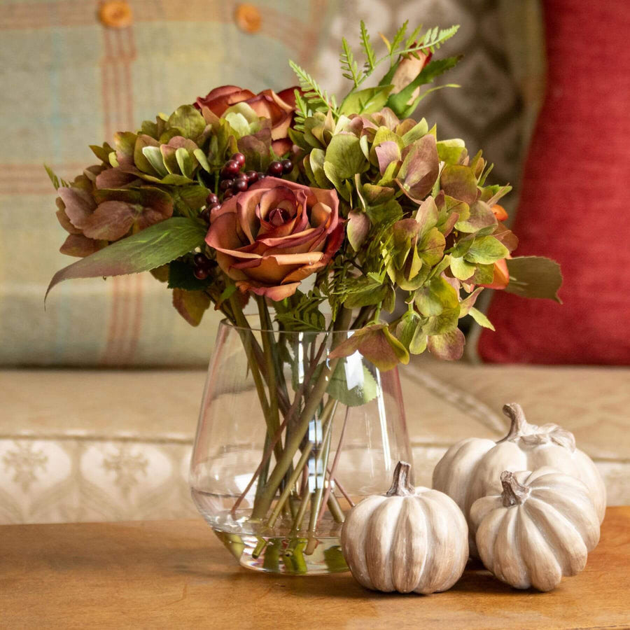 Set of 3 carved wood-effect resin pumpkins in grey tones for autumn decor, sizes 10-12cm by Sostter at brixbailey.com