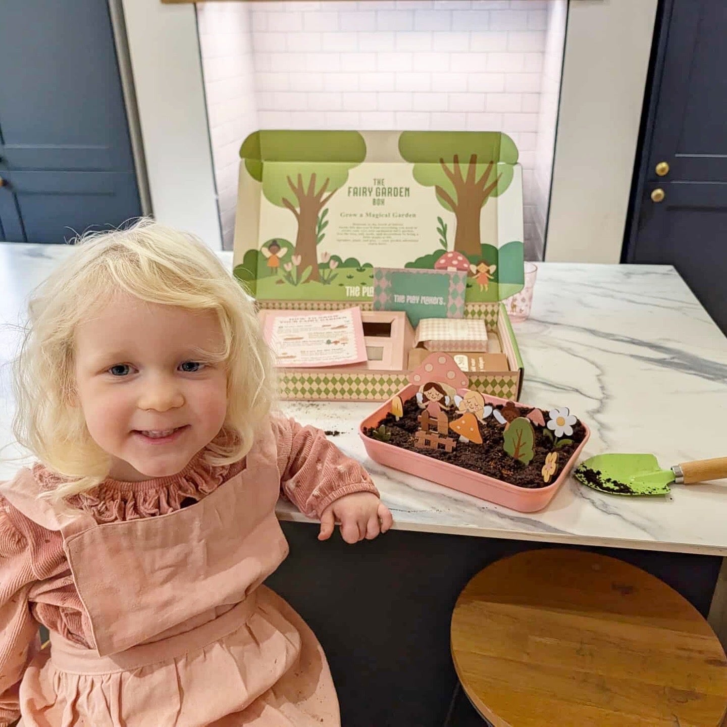 Fairy Garden Starter Kit with Apron, Tray, Shovel, Fairies, Soil and Seeds