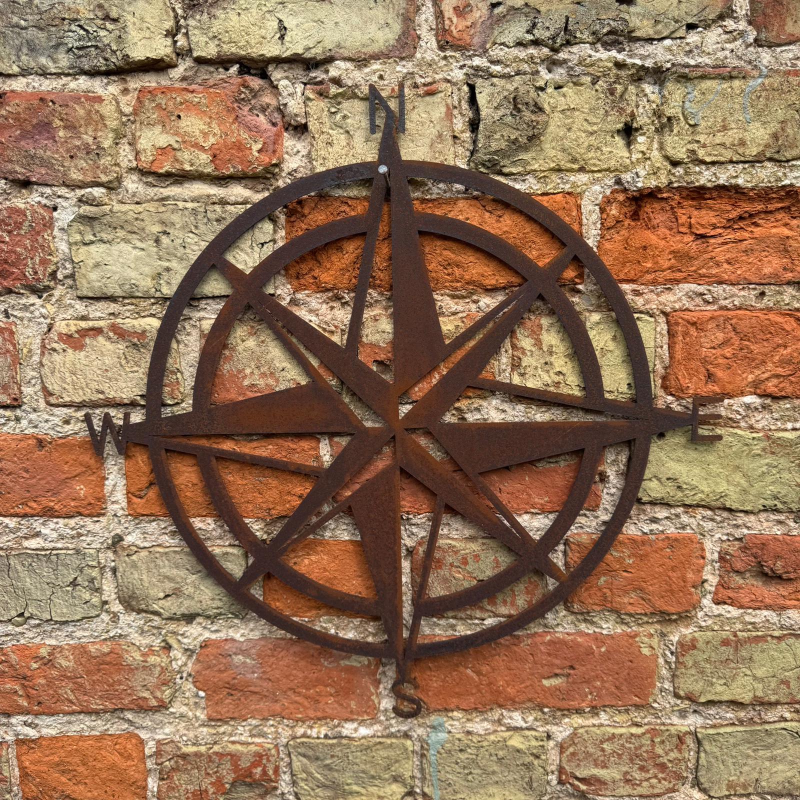 Rusty Compass Sign Wall Decoration