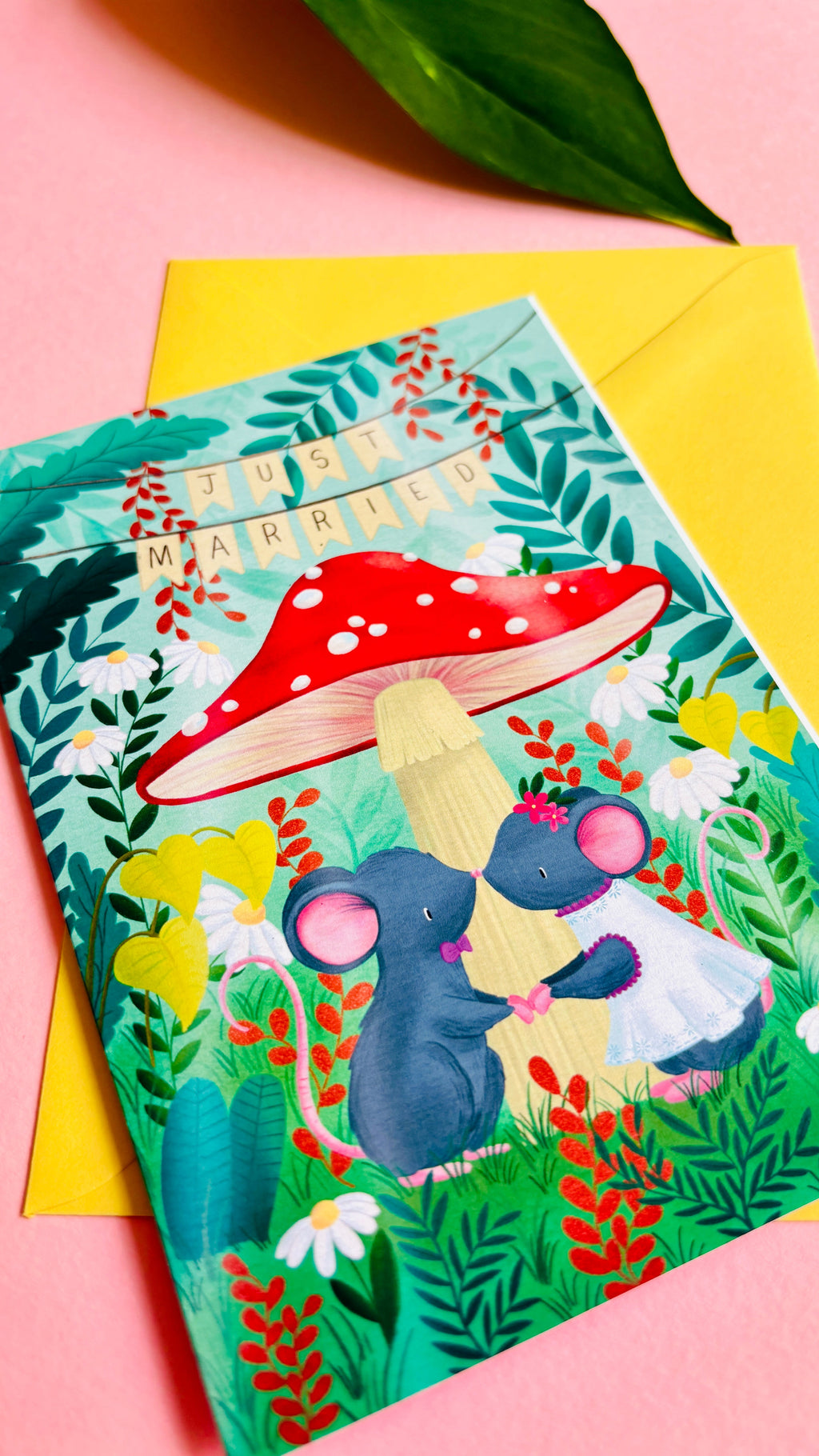 Cute Forest Wedding Card- Whimsical Just Married Greetings Card