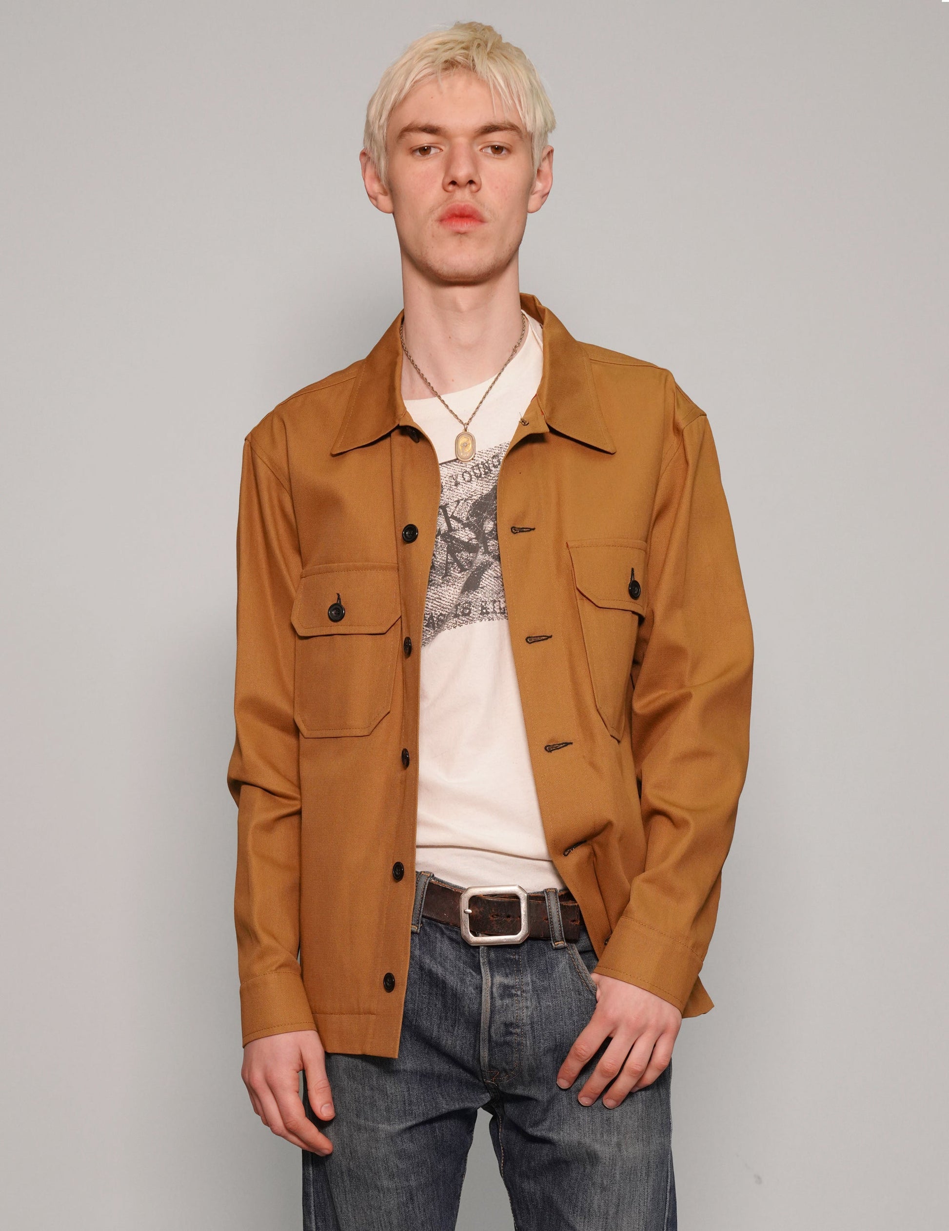 Cotton Workshirt In Mustard