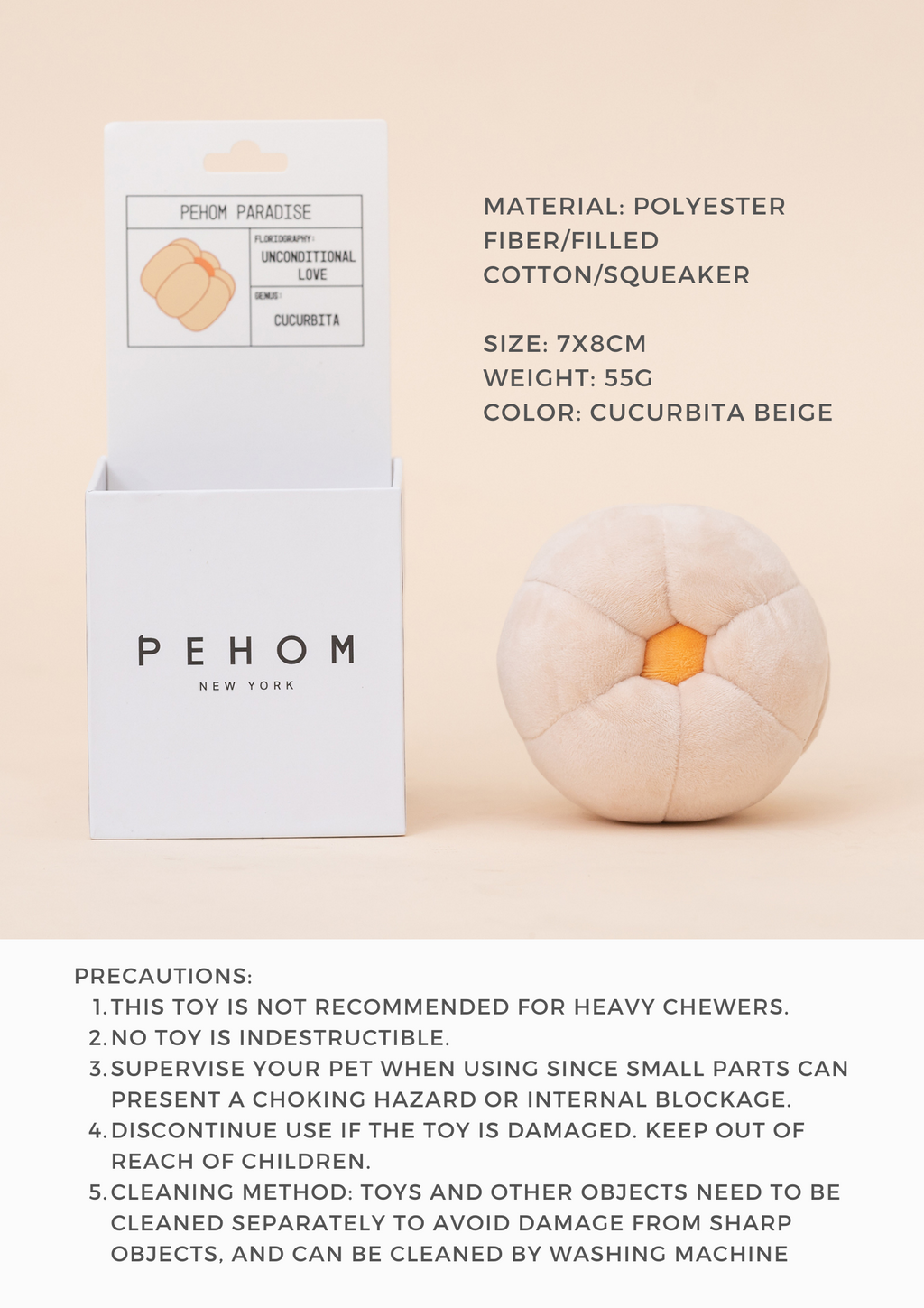 Cucurbita Plush Pet Toy with Hidden Treat Pocket