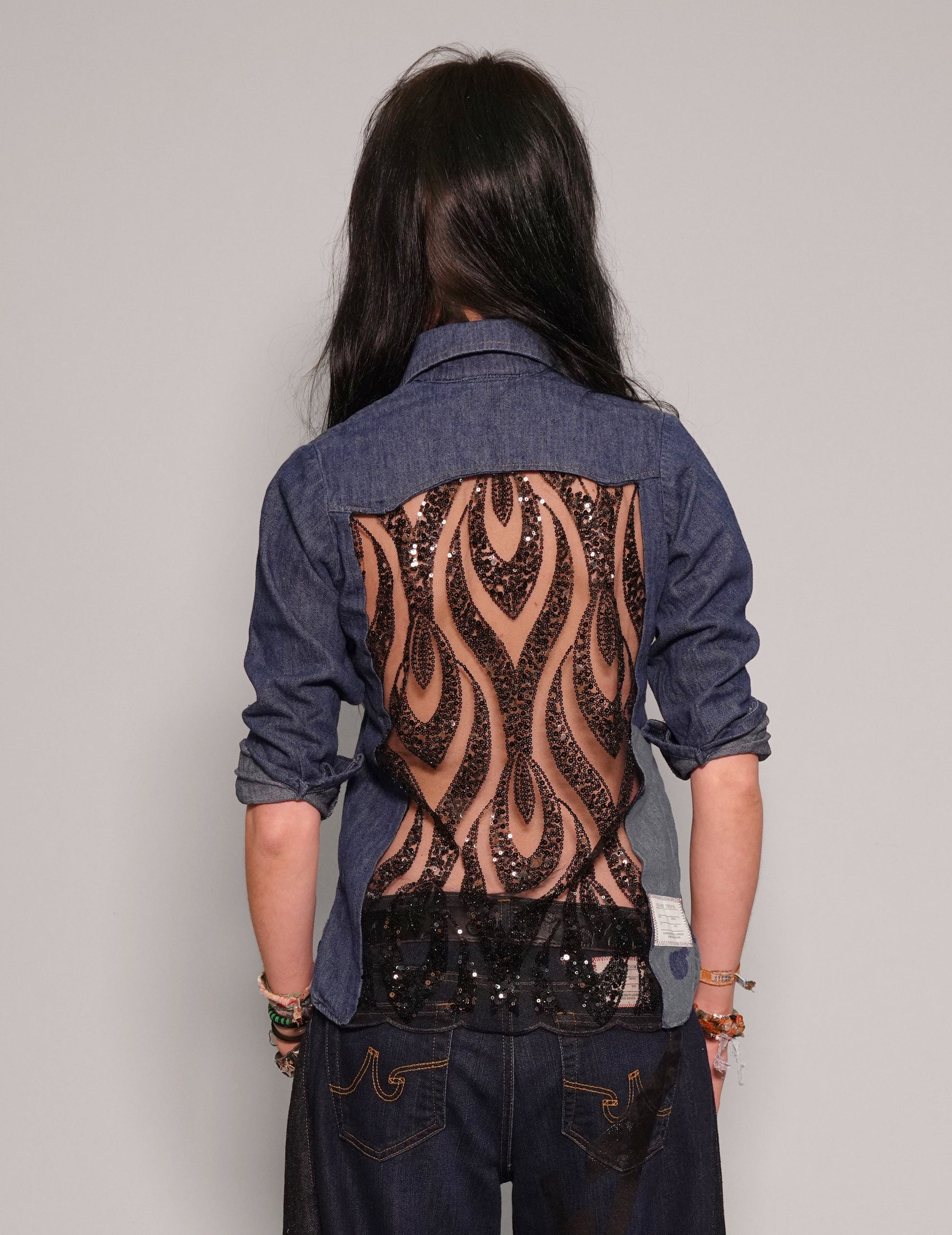 Party Back Shirt - Slim Fit - Black Sequin