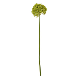 Lifelike green allium stem with spherical bloom, 90cm faux botanical for home decor, rich plastic texture by Sostter at brixbailey.com
