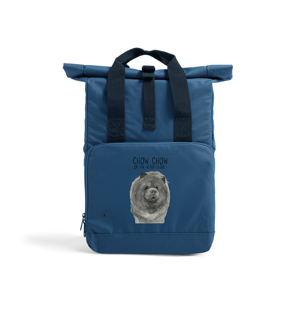 Blue Chow Chow Chic: Aloof Floof Roll-Top Backpack