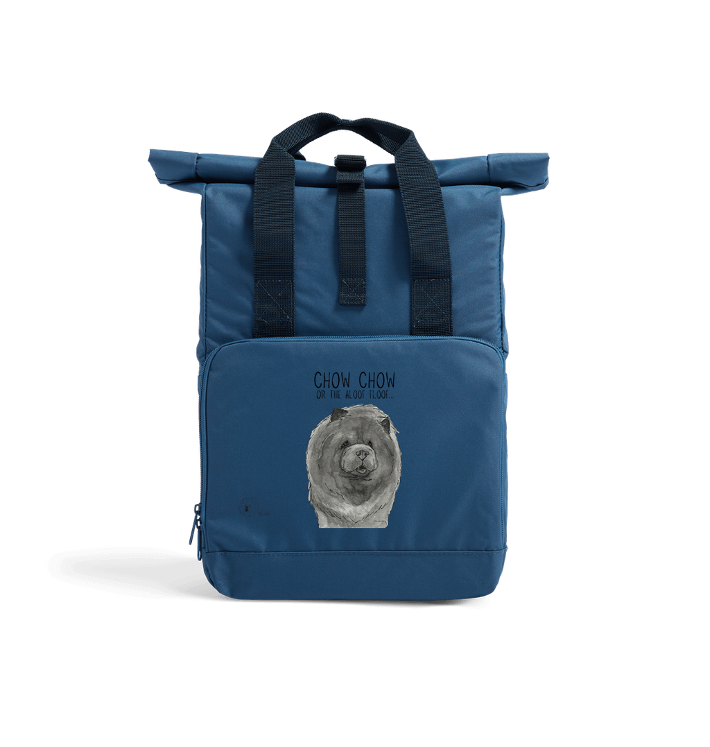 Blue Chow Chow Chic: Aloof Floof Roll-Top Backpack
