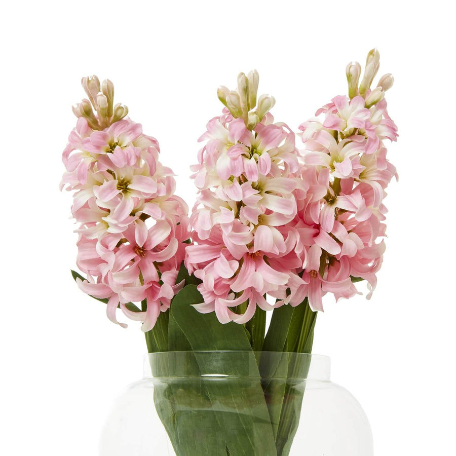 Pink faux hyacinth stem in soft blush, 44cm lifelike plastic floral decor for vases or arrangements by Sostter at brixbailey.com