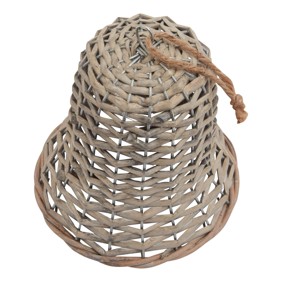 Handwoven wicker holiday bell, rich brown, 15cm, artisan-crafted for festive decor with light-filtering woven design. by Hill Interiors at brixbailey.com