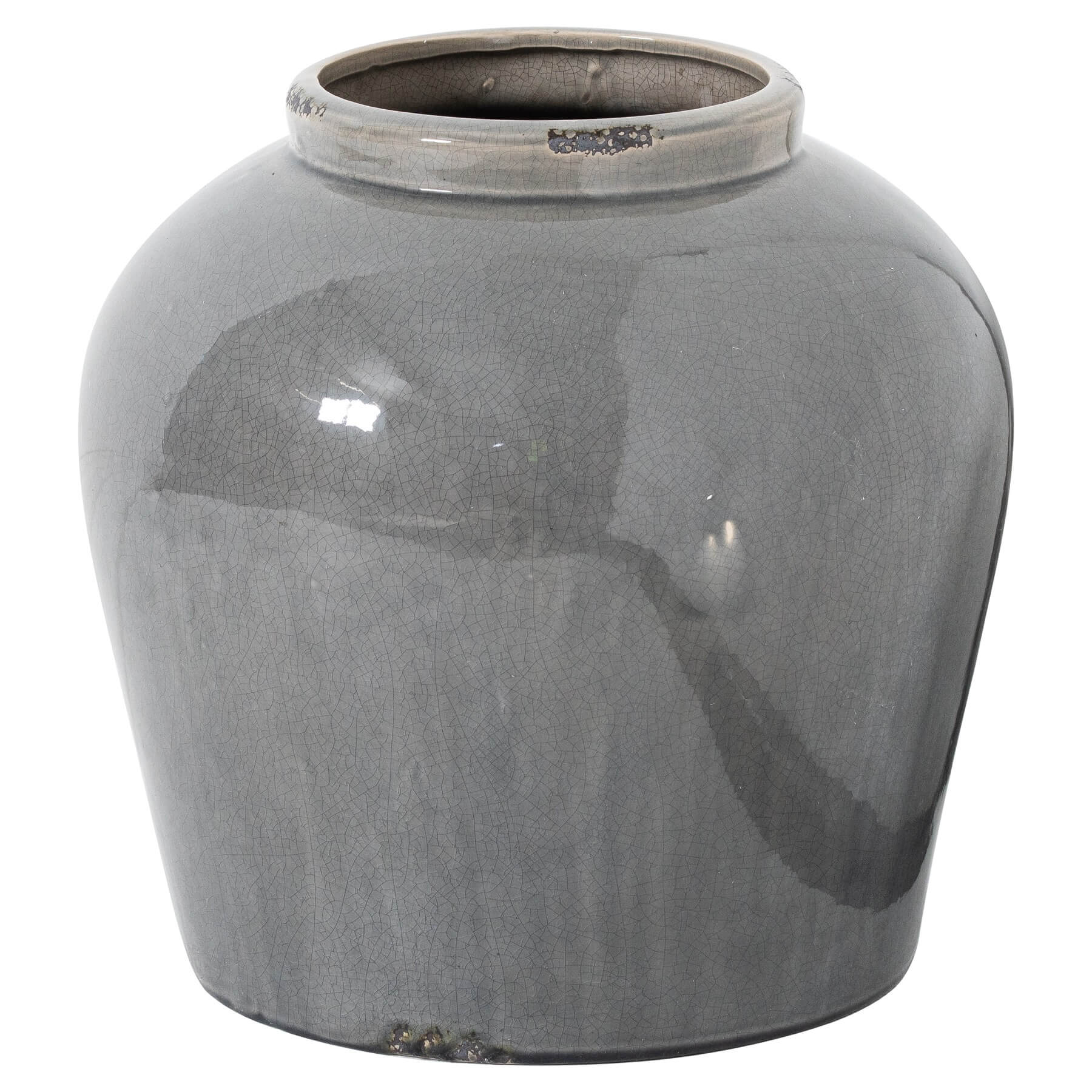 Handcrafted grey ceramic vase with distressed glaze, modern decorative accent for home or office, 37cm tall by sostter at brixbailey.com