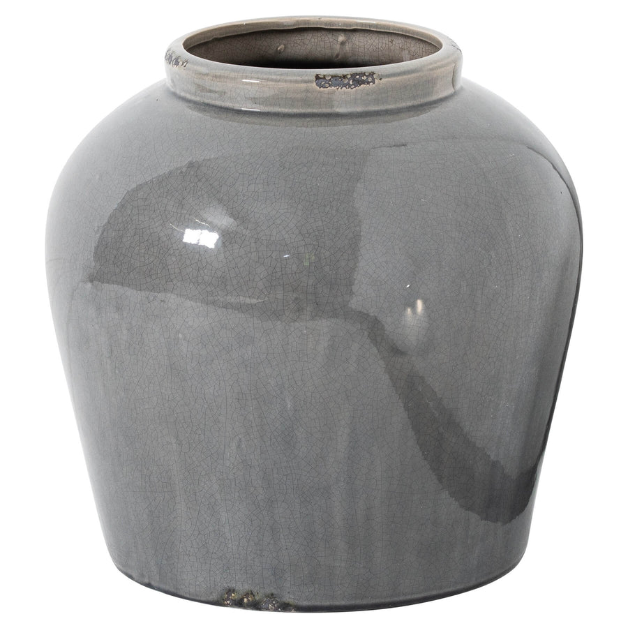 Handcrafted grey ceramic vase with distressed glaze, modern decorative accent for home or office, 37cm tall by Sostter at brixbailey.com