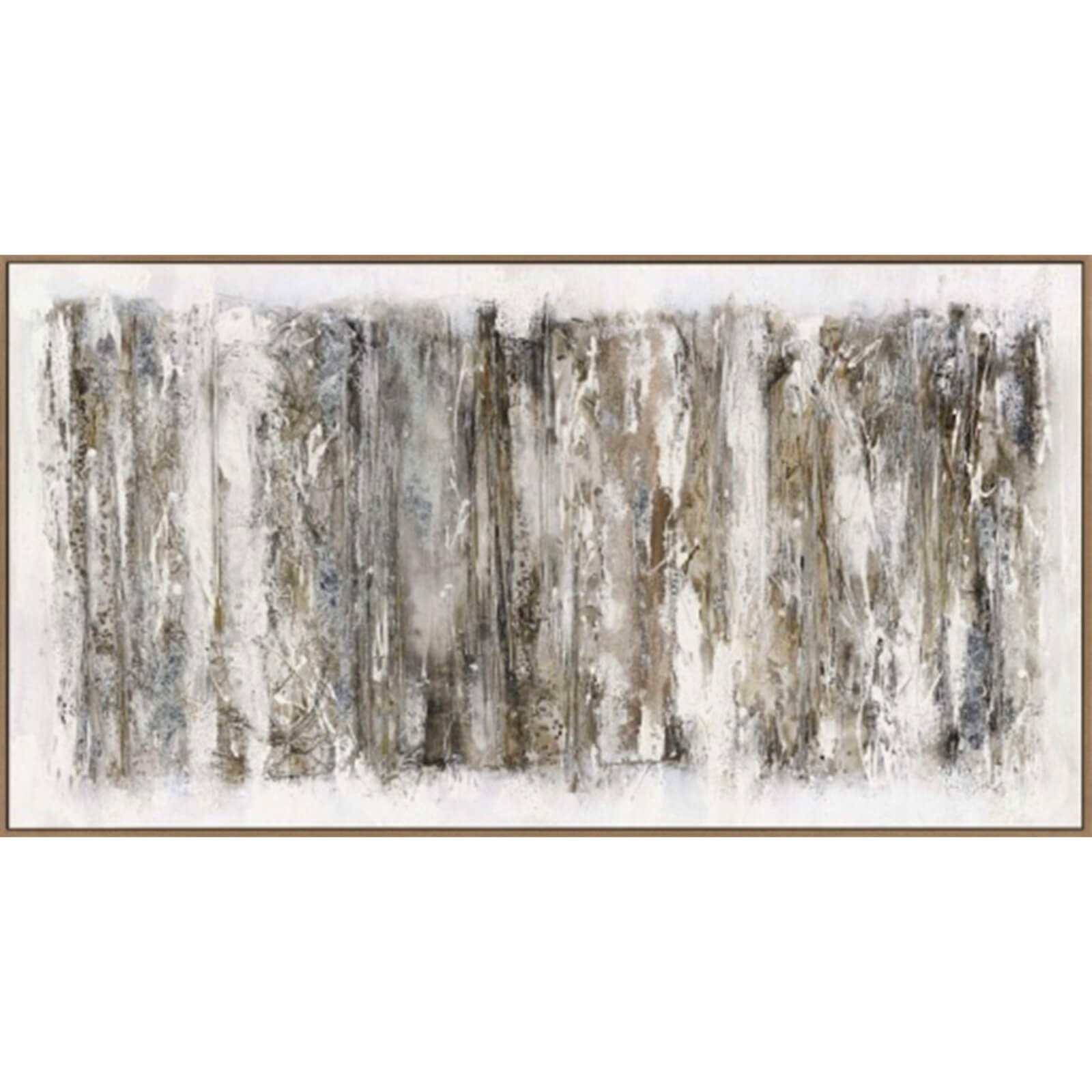 Hand-painted abstract canvas artwork in earthy brown tones with luminous highlights, premium wood frame, 150x80 cm by Sostter at brixbailey.com
