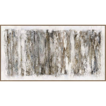 Hand-painted abstract canvas artwork in earthy brown tones with luminous highlights, premium wood frame, 150x80 cm by Hill Interiors at brixbailey.com