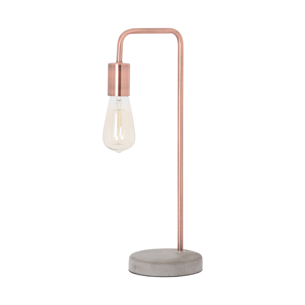 Copper and stone industrial lamp, 47cm tall with E27 socket, modern home decor lighting piece by Sostter at brixbailey.com
