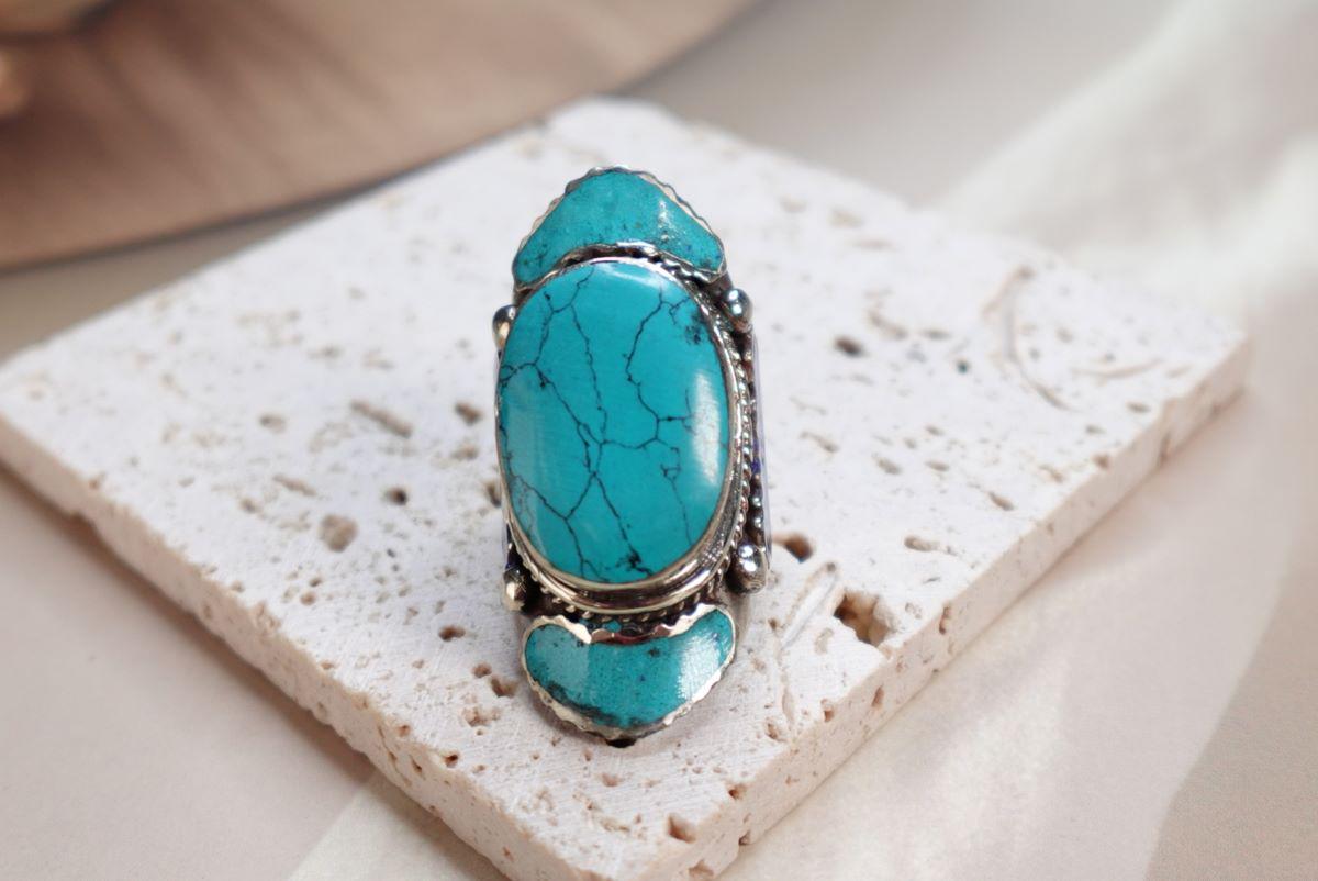 Large Ethnic Tibetan Silver Rings, Turquoise, Coral & Lapis Inlay Rings.