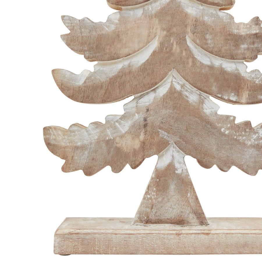 Handcrafted wooden tiered tree decoration with white-wash finish, natural wood grain, 50cm rustic home decor centerpiece by Sostter at brixbailey.com