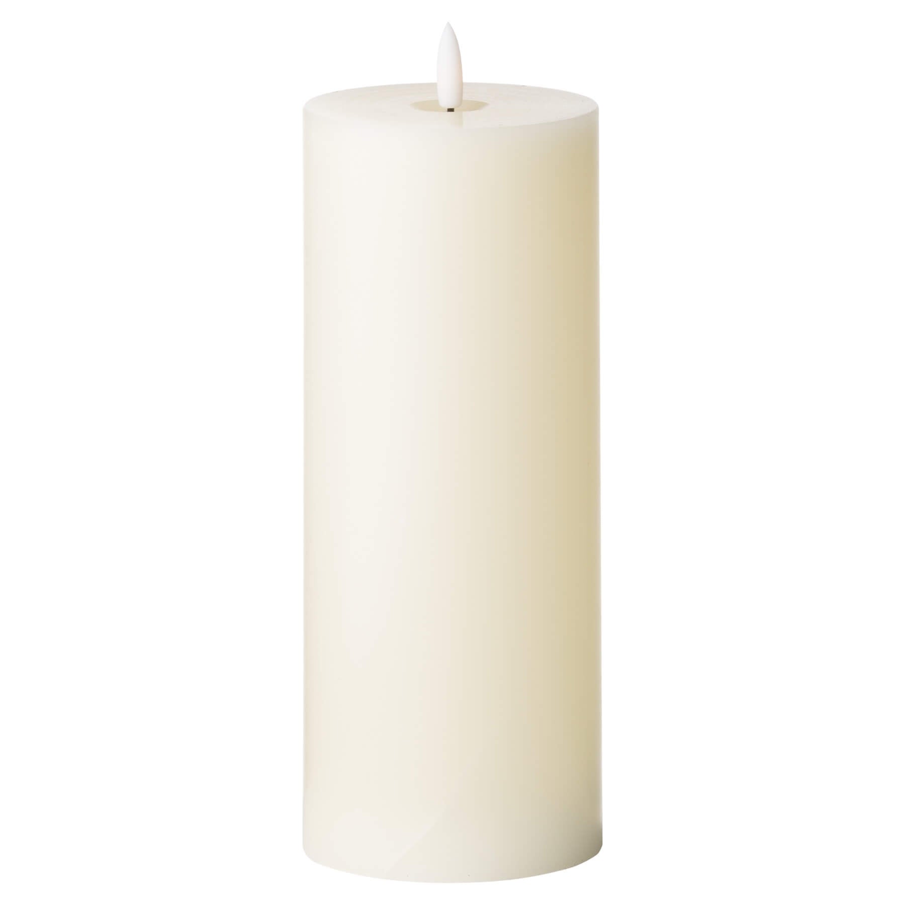 Realistic ivory LED candle with warm flickering glow, wax-like finish, and timer for flameless ambiance   

- **Keywords included:** realistic, ivory, LED candle, warm glow, flickering, wax-like, timer, flameless ambiance  
- **Clear description:** Visually conveys the candle's appearance and key features  
- **SEO & accessibility optimized:** Descriptive yet concise, avoids redundancy, prioritizes visual details by RoomLondon at brixbailey.com