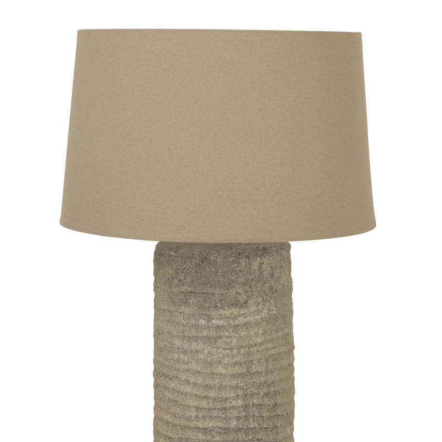 Handcrafted Tuscan ceramic lamp in warm grey, 83cm tall, with classic silhouette for elegant home decor. by Sostter at brixbailey.com