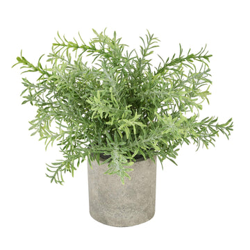Lifelike faux rosemary plant in stone-effect pot, 24cm, realistic green foliage, perfect for kitchen or shelf decor by Sostter at brixbailey.com