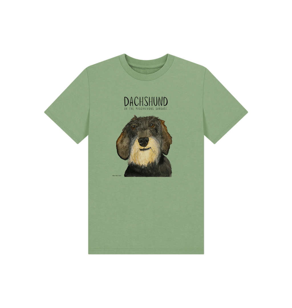 Mischievous Wire Haired Hot Dog Kids' T-Shirt – Small Pup, Big Attitude!