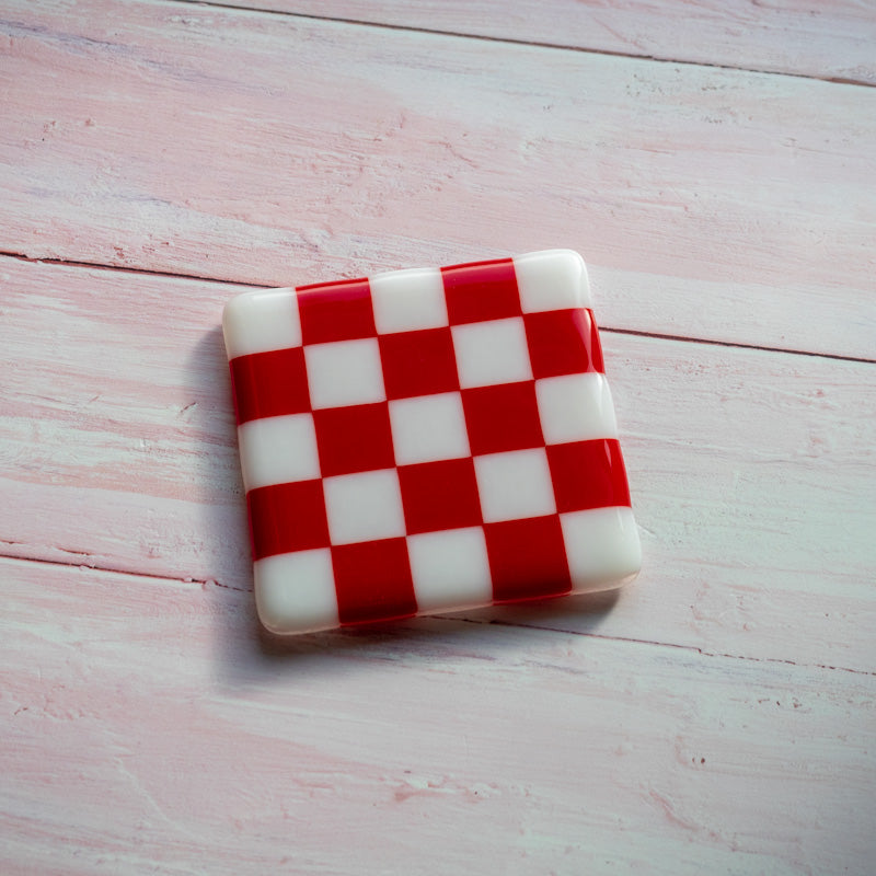 10cm Chequered White/Colour Coaster - Bullseye Collection