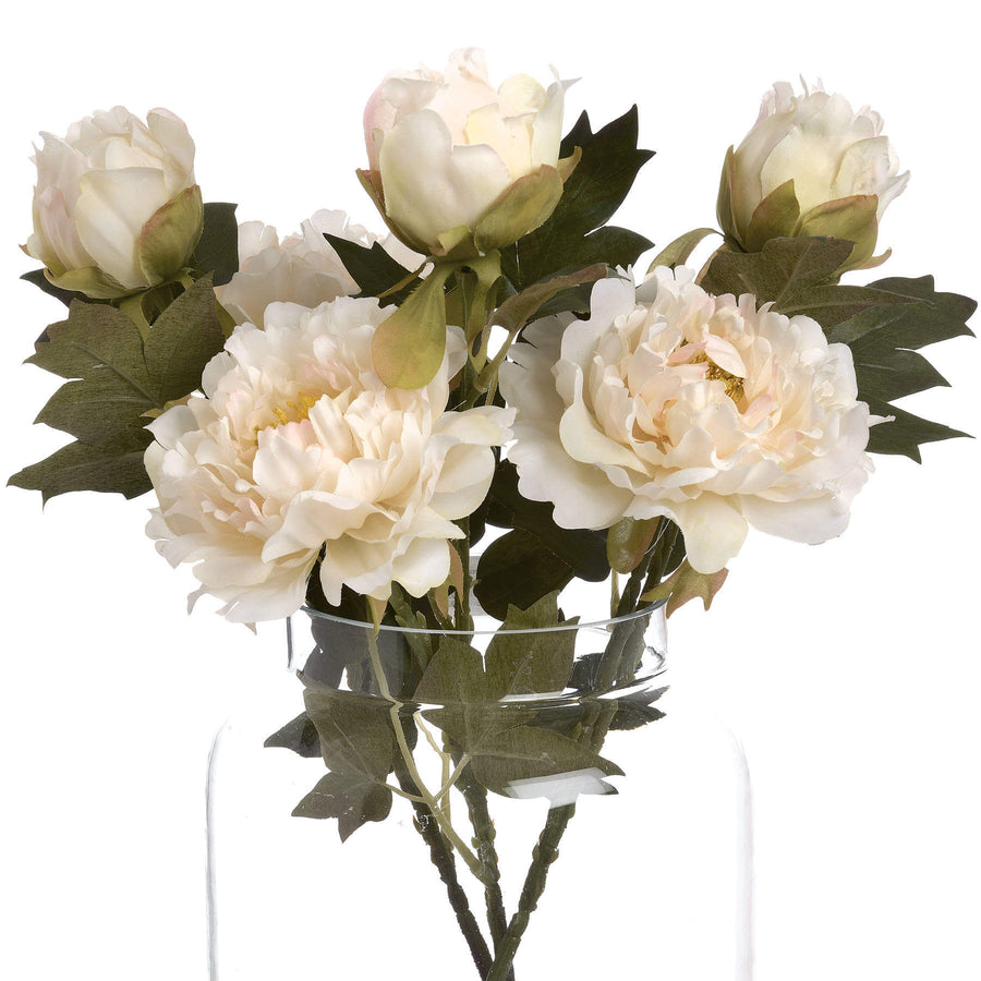 White artificial peony flower with realistic petals, perfect for home decor, 52cm tall, high-quality plastic material. by Sostter at brixbailey.com
